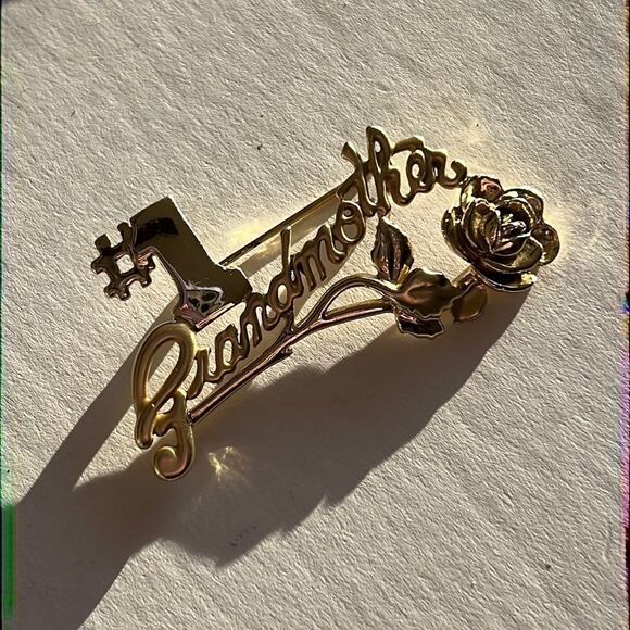 Bundle Sale 3 for $15 | #1 Grandmother Rose Gold Tone Brooch - Picture 3 of 11